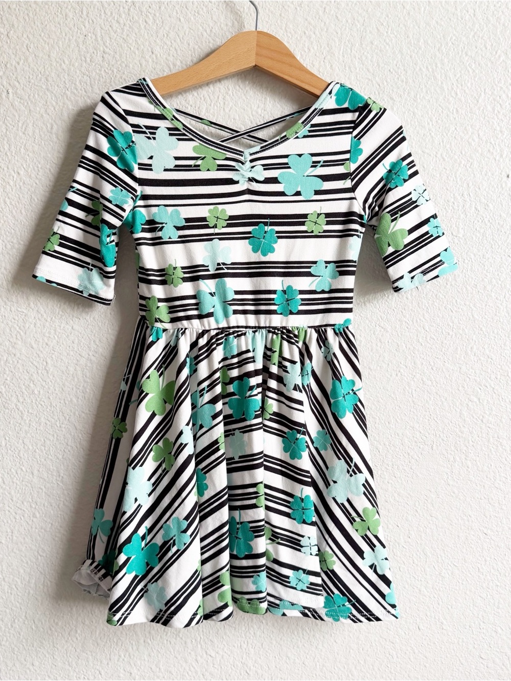 Dot Dot Smile Green Clover St Patricks Day Twirl Dress Toddler Girl Size 3/4